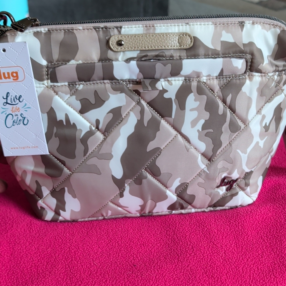 lug Quilted Camo Cosmetic Pouch - Beige & Light Brown